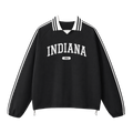 Collection 4 Indiana Contrast Striped Lapel Collar Sweatshirt - Black front