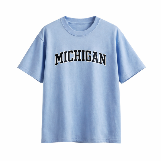 Collection 1 Michigan Essential Cotton T-Shirt - Light Blue front