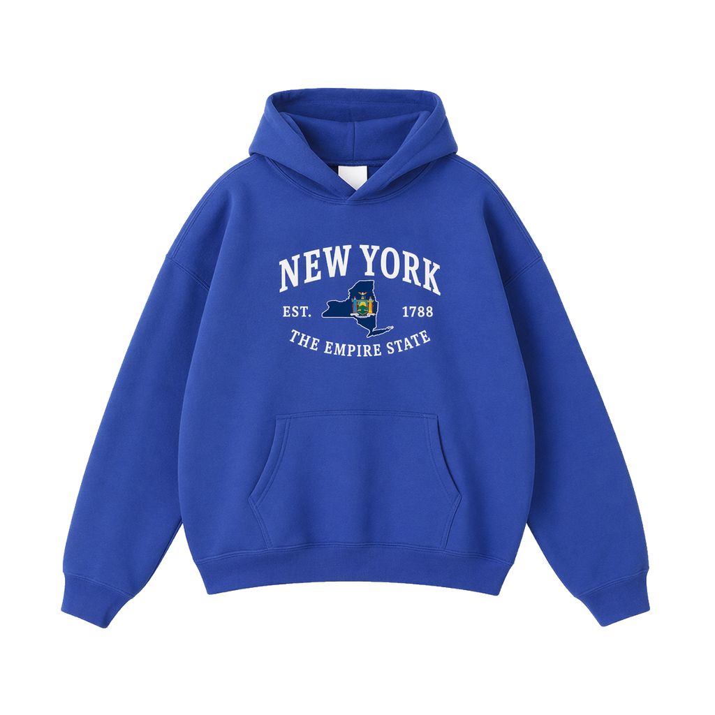 Collection 8 New York Oversize Fleeced Hoodie - Klein Blue front