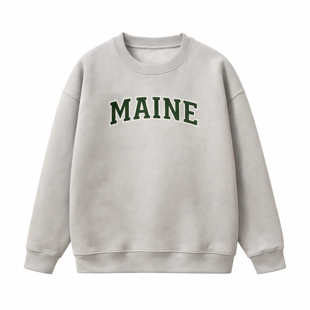Collection 1 Maine Essential Heavyweight Crewneck Sweatshirt - Gray front