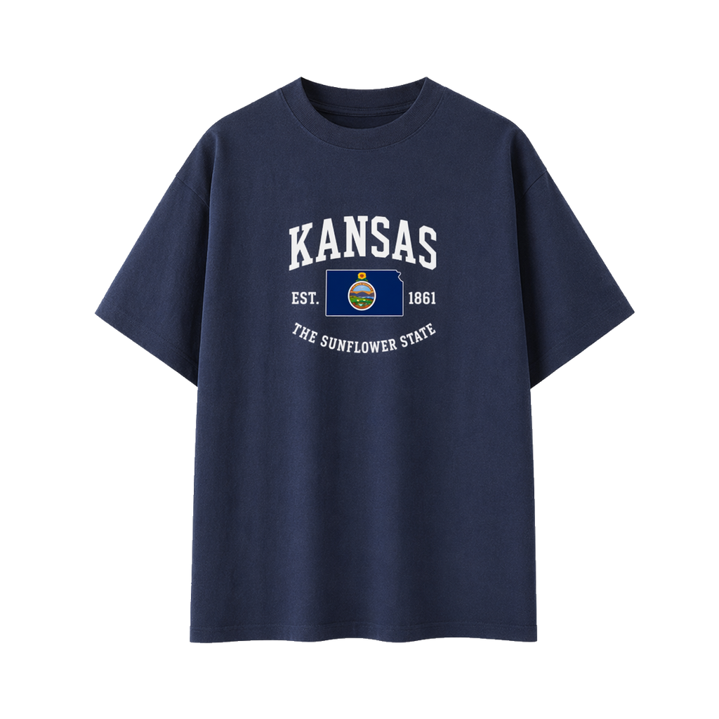 Collection 8 Kansas Essential Cotton T-Shirt - Navy Blue front