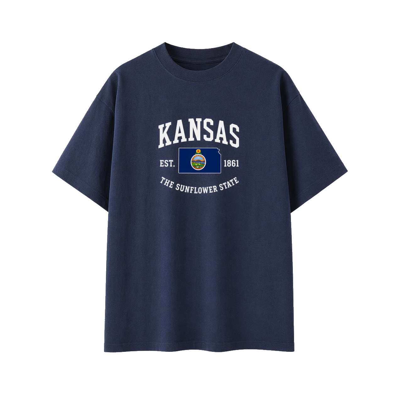 Collection 8 Kansas Essential Cotton T-Shirt - Navy Blue front