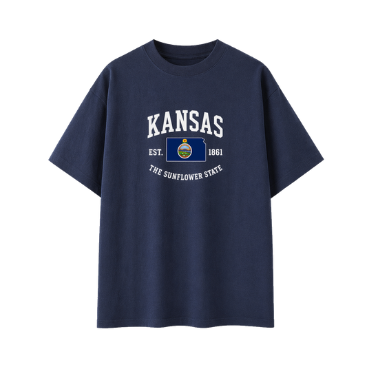 Collection 8 Kansas Essential Cotton T-Shirt - Navy Blue front