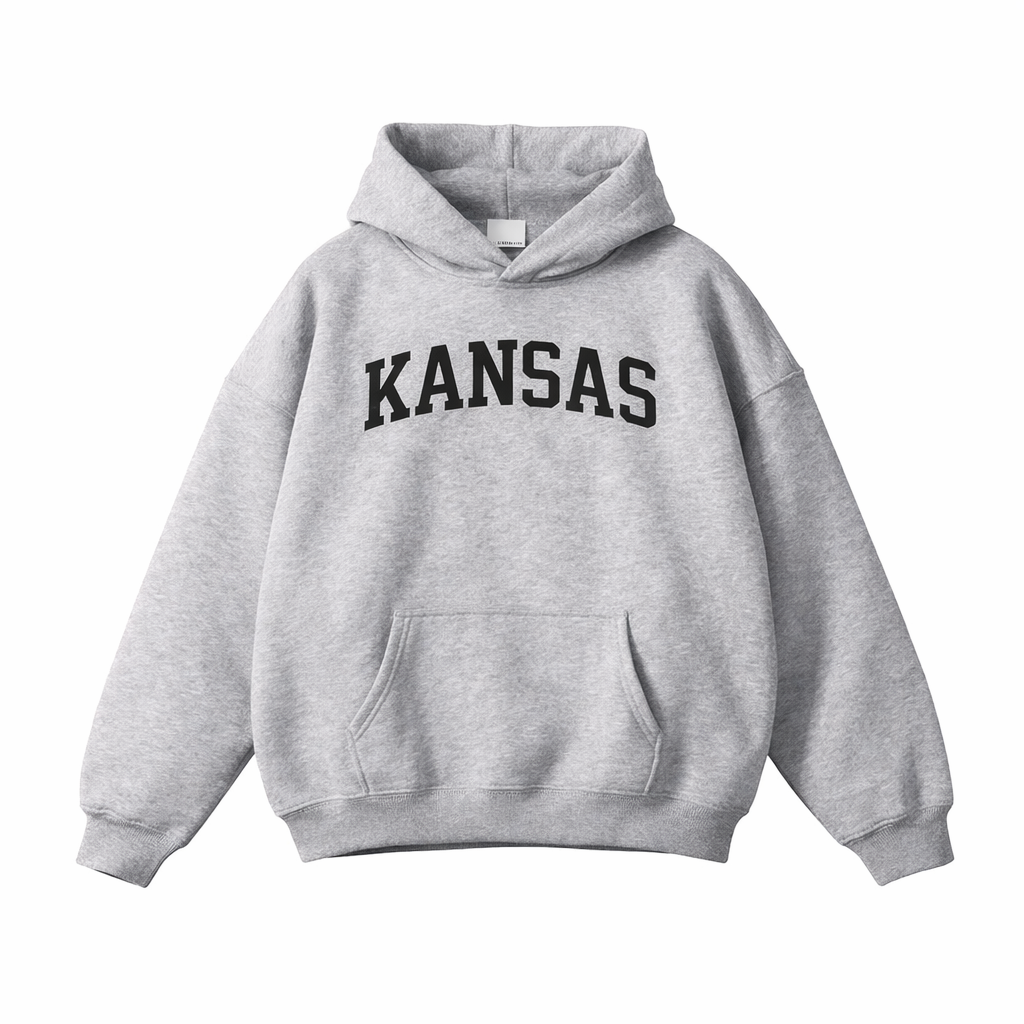 Collection 1 Kansas Oversize Fleeced Hoodie - Flower Gray front