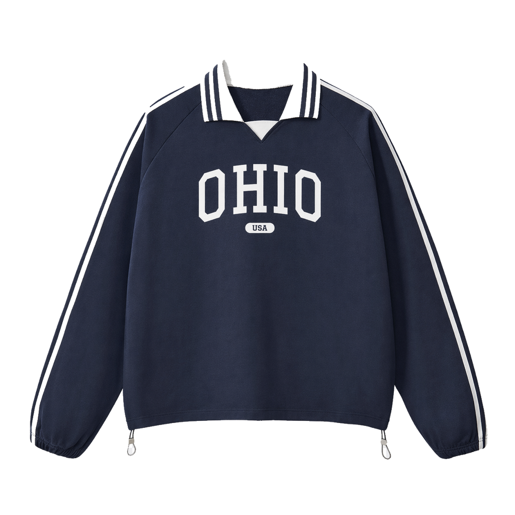 Collection 4 Ohio Contrast Striped Lapel Collar Sweatshirt - Royal Blue front