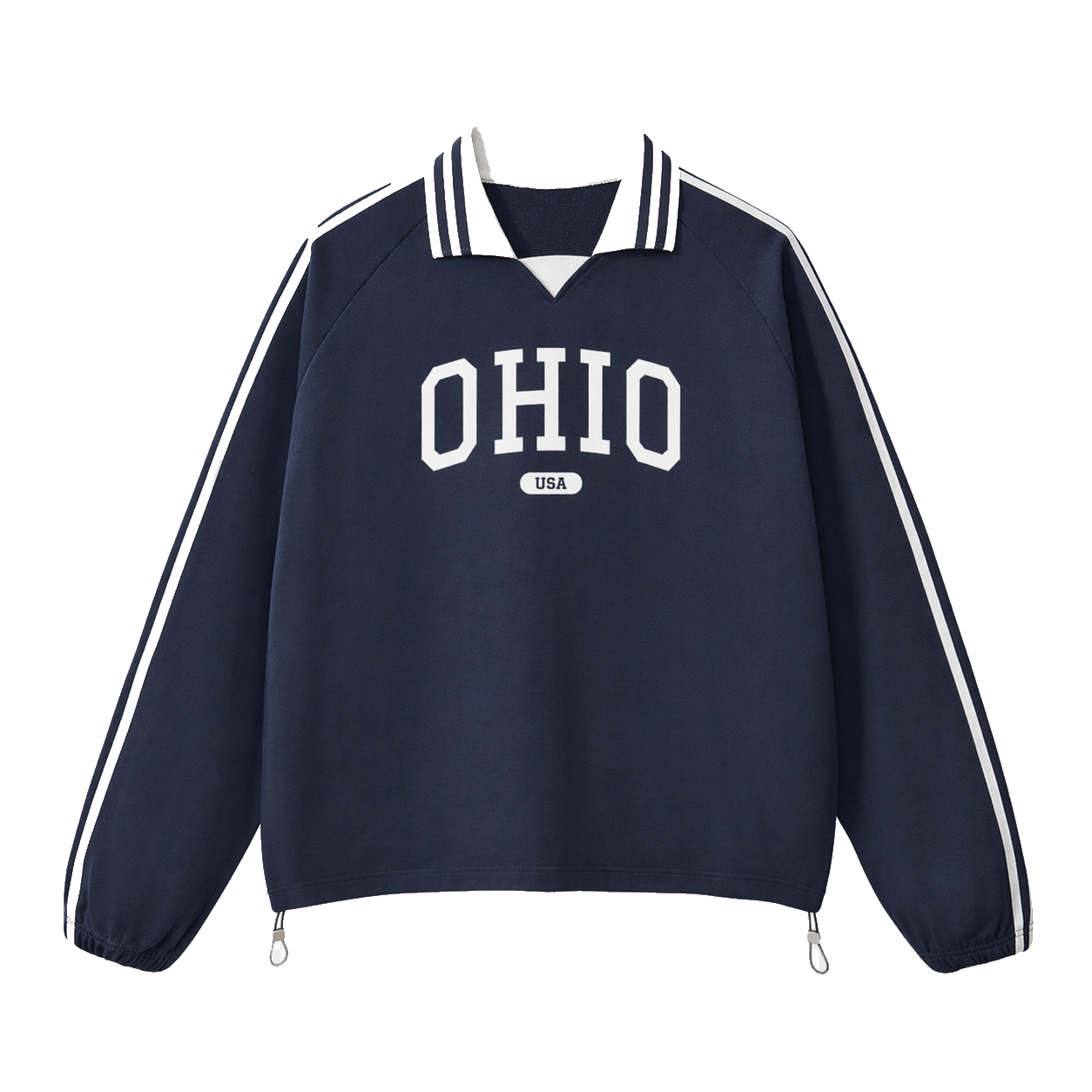 Collection 4 Ohio Contrast Striped Lapel Collar Sweatshirt - Royal Blue front