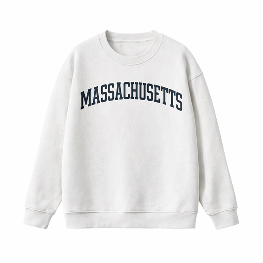 Collection 1 Massachusetts Essential Heavyweight Crewneck Sweatshirt - White front