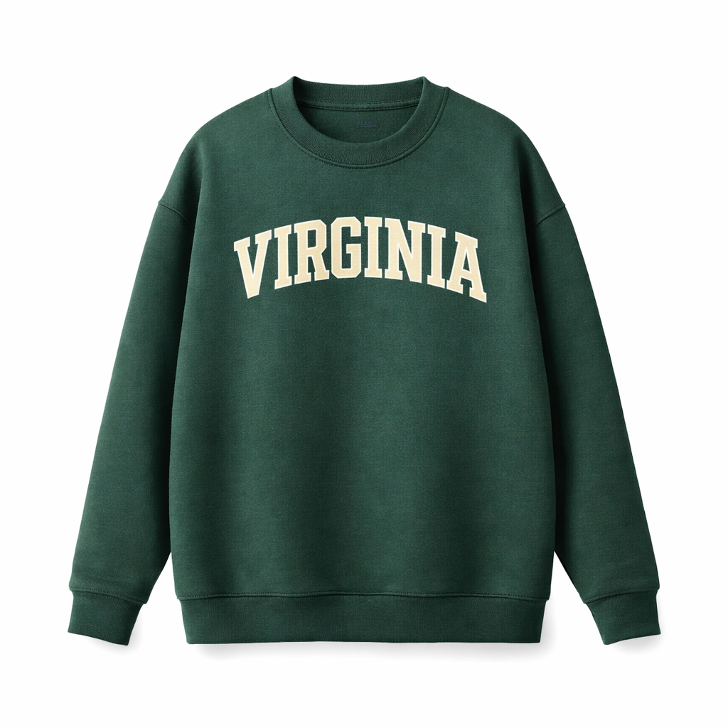 Collection 1 Virginia Essential Heavyweight Crewneck Sweatshirt - Dark Green front