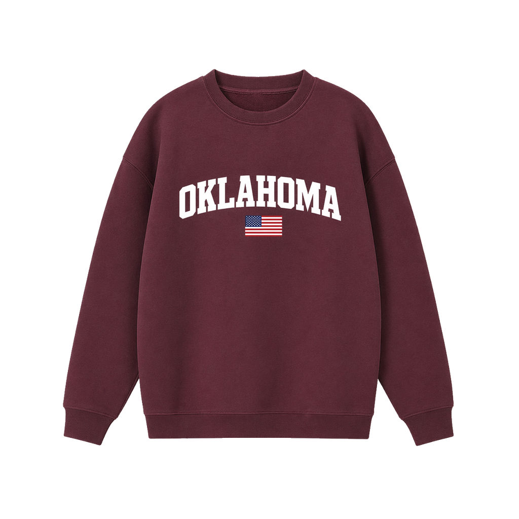 Collection 2 Oklahoma Essential Heavyweight Crewneck Sweatshirt - Dull Red front