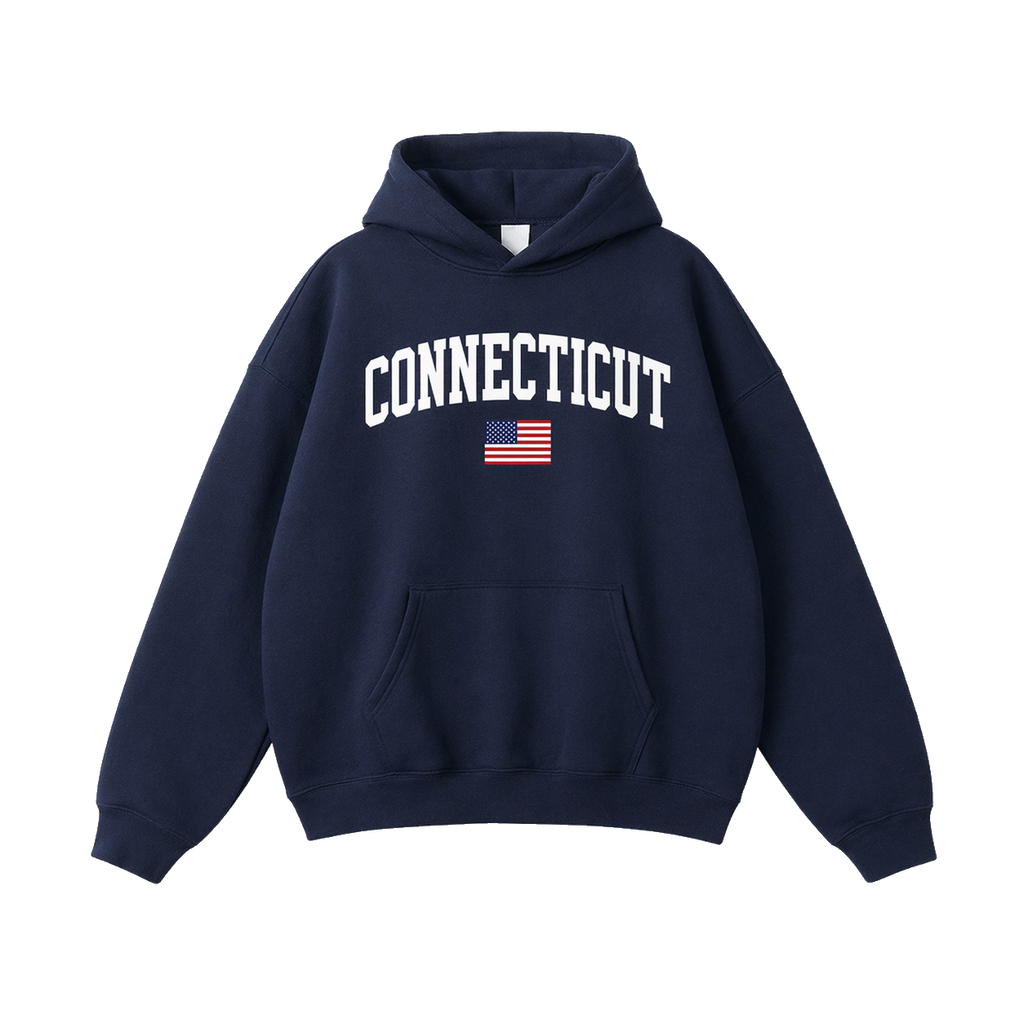 Collection 2 Connecticut Oversize Fleeced Hoodie - Navy Blue front