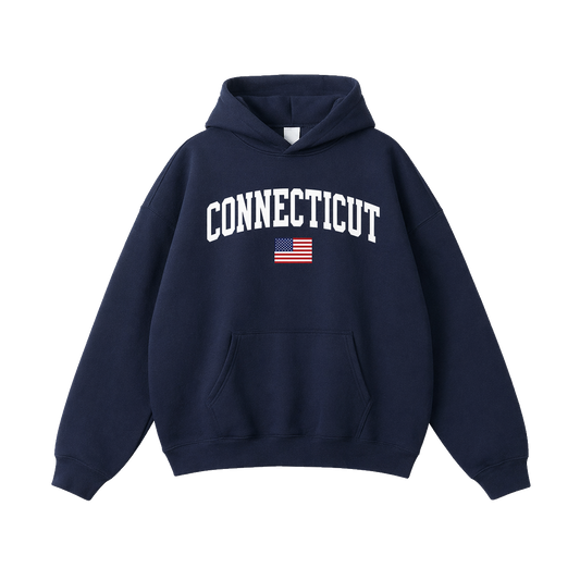 Collection 2 Connecticut Oversize Fleeced Hoodie - Navy Blue front