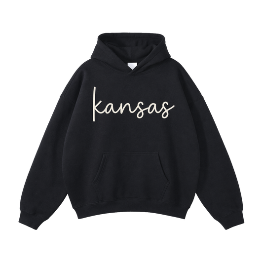 Collection 3 Kansas Oversize Fleeced Hoodie - Black front