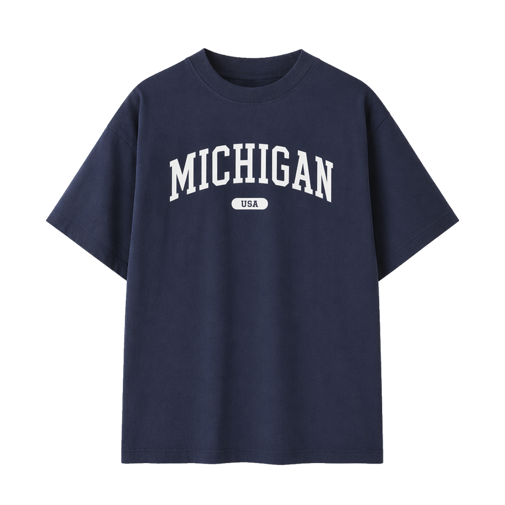 Collection 4 Michigan Essential Cotton T-Shirt - Navy Blue front