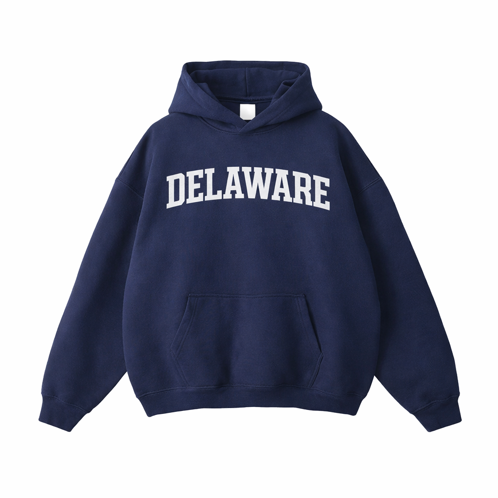 Collection 1 Delaware Oversize Fleeced Hoodie - Navy Blue front