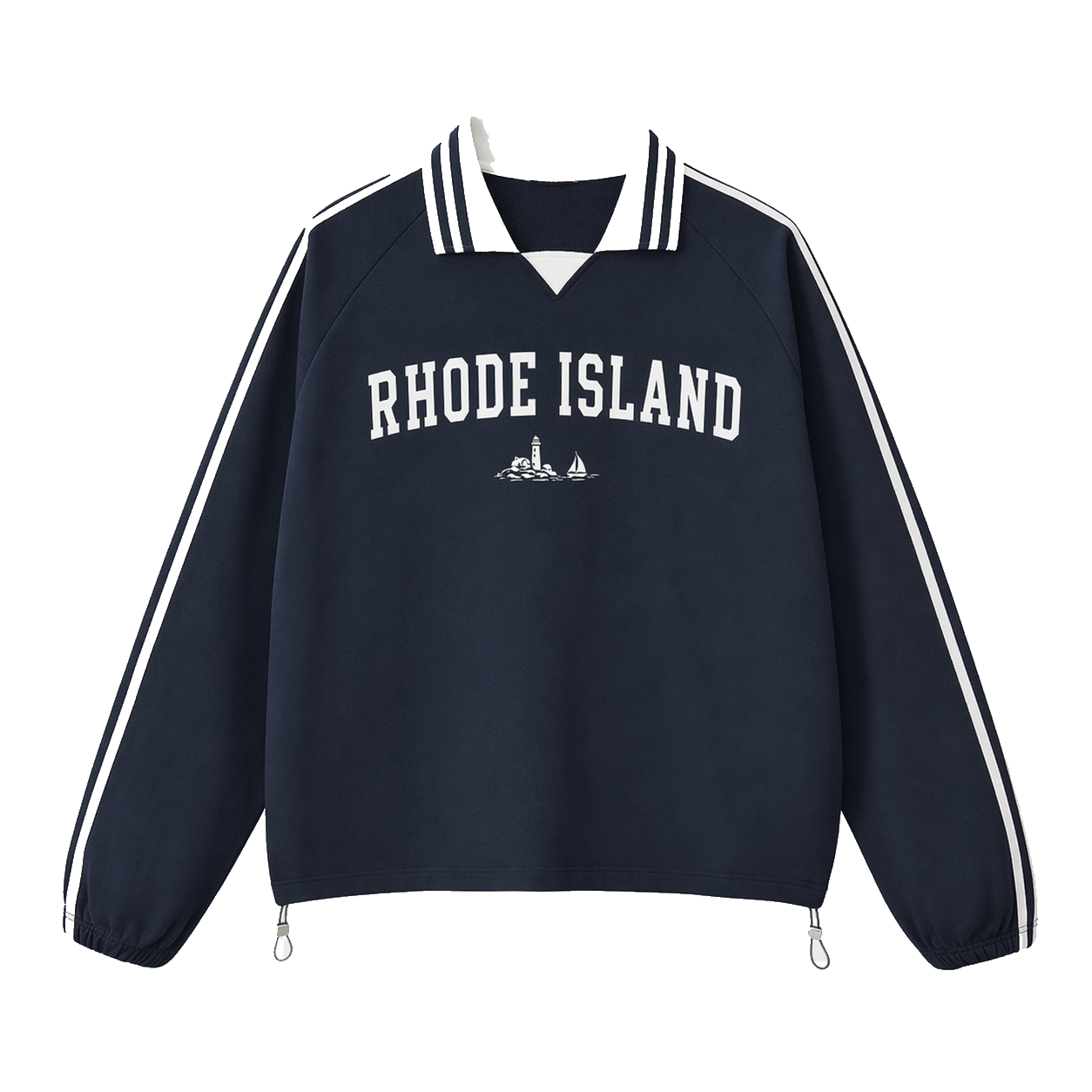 Collection 9 Rhode Island Contrast Striped Lapel Collar Sweatshirt - Royal Blue front