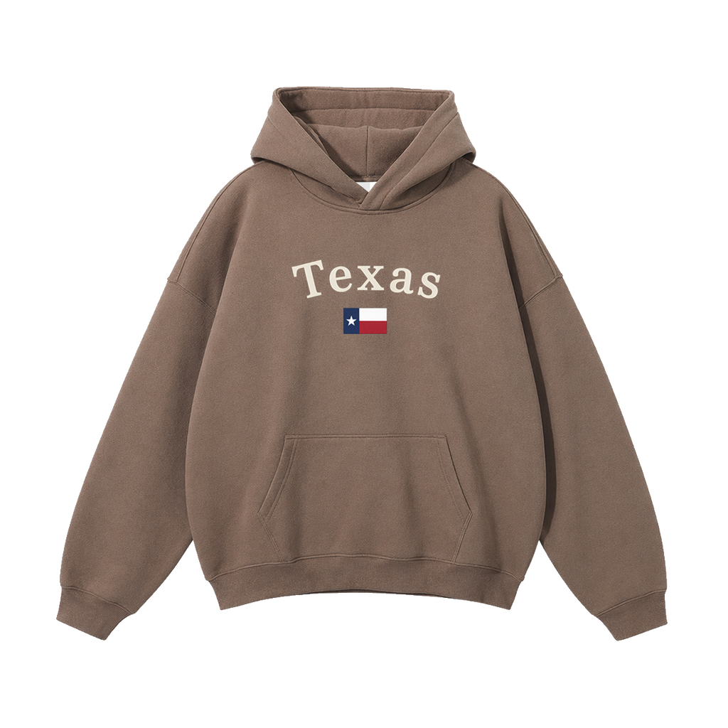 Collection 6 Texas Oversize Fleeced Hoodie - Brown front
