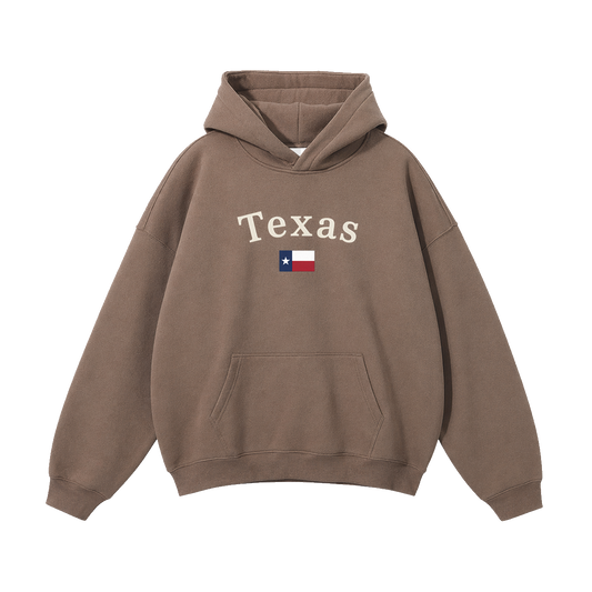 Collection 6 Texas Oversize Fleeced Hoodie - Brown front
