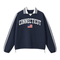 Collection 2 Connecticut Contrast Striped Lapel Collar Sweatshirt - Royal Blue front