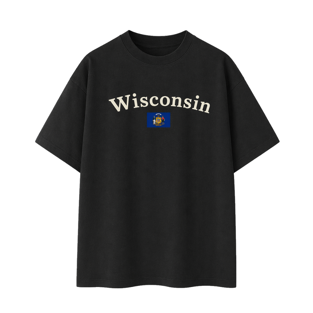 Collection 6 Wisconsin Essential Cotton T-Shirt - Black front