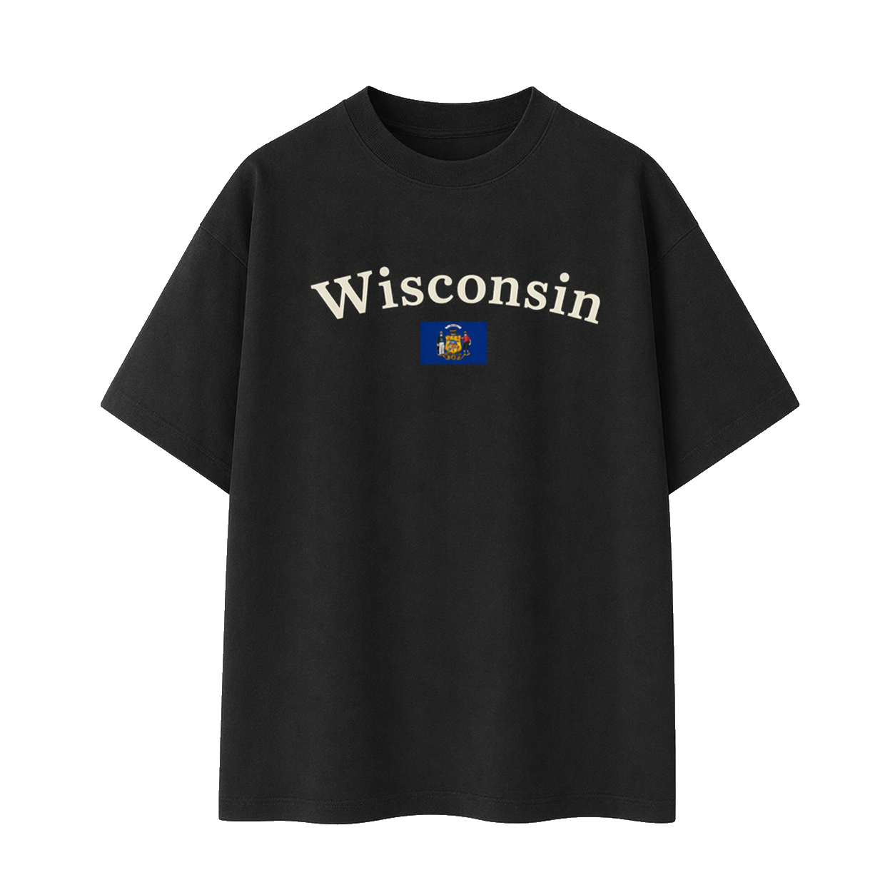 Collection 6 Wisconsin Essential Cotton T-Shirt - Black front