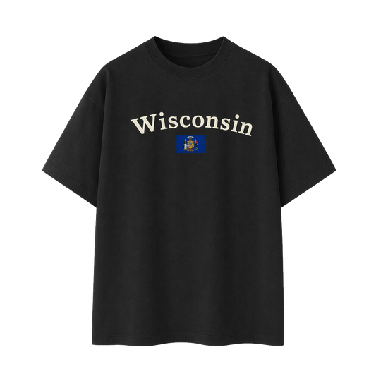 Collection 6 Wisconsin Essential Cotton T-Shirt - Black front