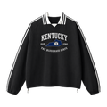 Collection 8 Kentucky Contrast Striped Lapel Collar Sweatshirt - Black front
