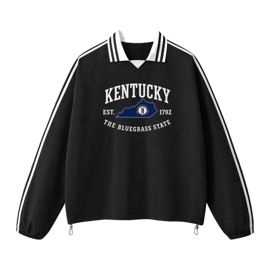 Collection 8 Kentucky Contrast Striped Lapel Collar Sweatshirt - Black front