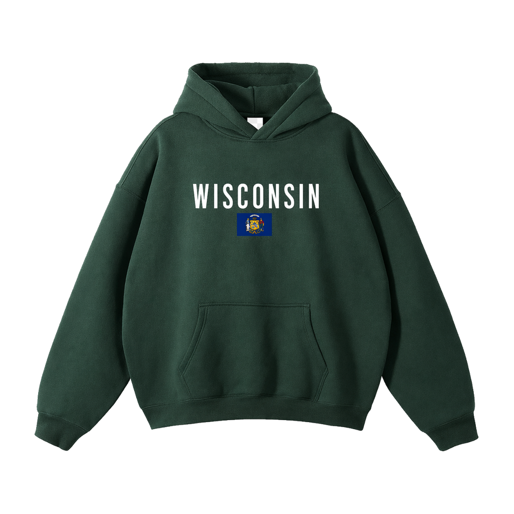 Collection 7 Wisconsin Oversize Fleeced Hoodie - Eden Green front