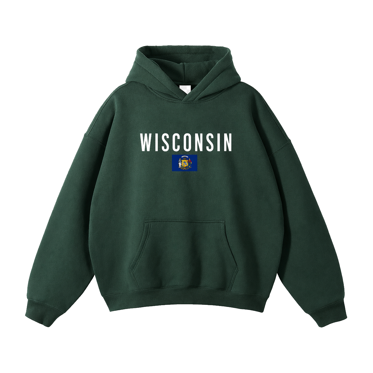 Collection 7 Wisconsin Oversize Fleeced Hoodie - Eden Green front