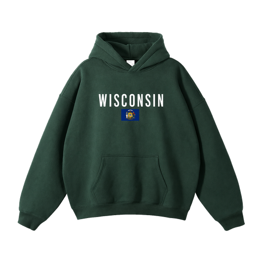 Collection 7 Wisconsin Oversize Fleeced Hoodie - Eden Green front