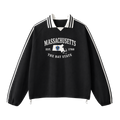 Collection 8 Massachusetts Contrast Striped Lapel Collar Sweatshirt - Black front
