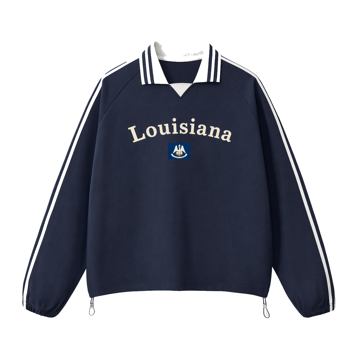 Collection 6 Louisiana Contrast Striped Lapel Collar Sweatshirt - Royal Blue front