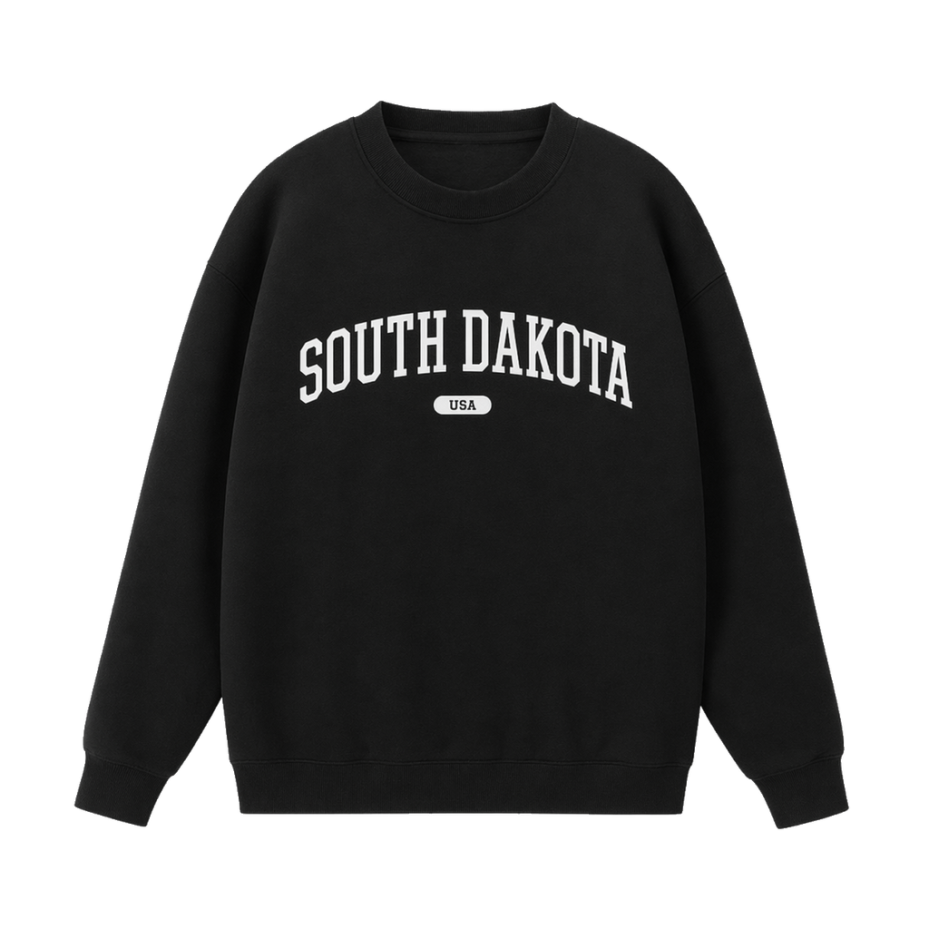 Collection 4 South Dakota Essential Heavyweight Crewneck Sweatshirt - Black front