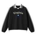 Collection 6 Virginia Contrast Striped Lapel Collar Sweatshirt - Black front
