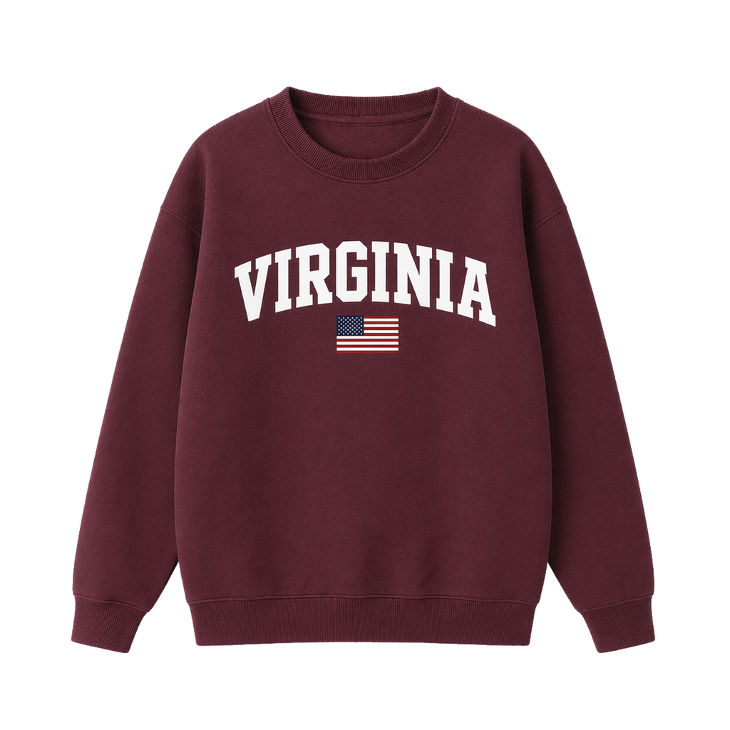 Collection 2 Virginia Essential Heavyweight Crewneck Sweatshirt - Dull Red front
