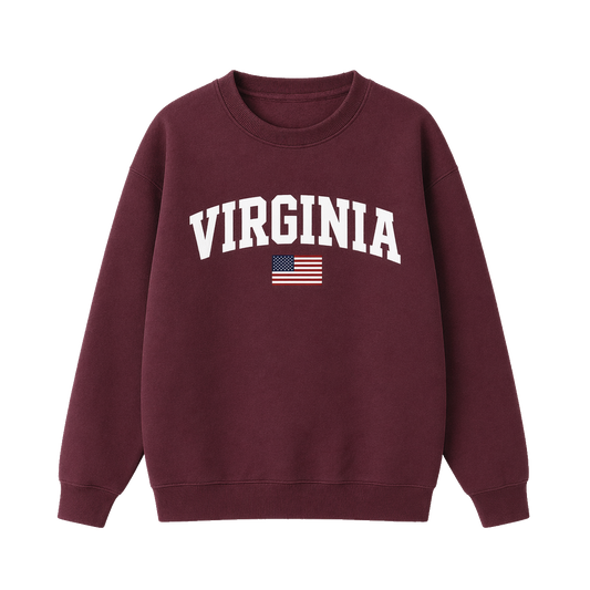 Collection 2 Virginia Essential Heavyweight Crewneck Sweatshirt - Dull Red front