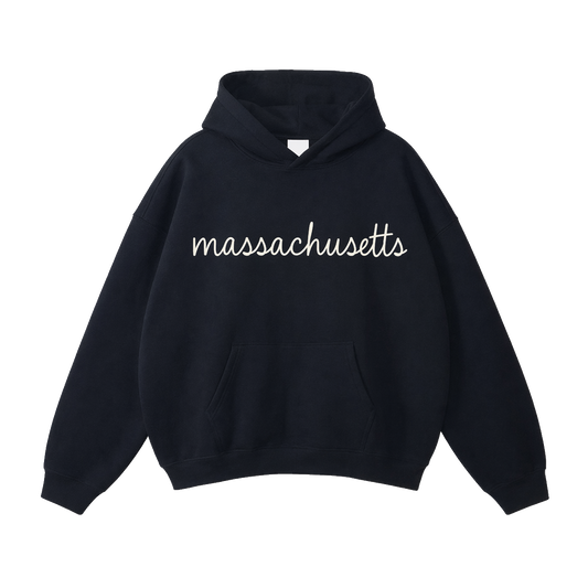 Collection 3 Massachusetts Oversize Fleeced Hoodie - Black front