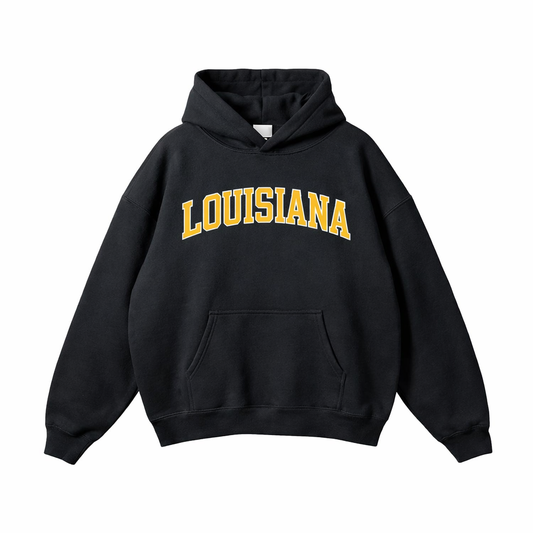 Collection 1 Louisiana Oversize Fleeced Hoodie - Black front