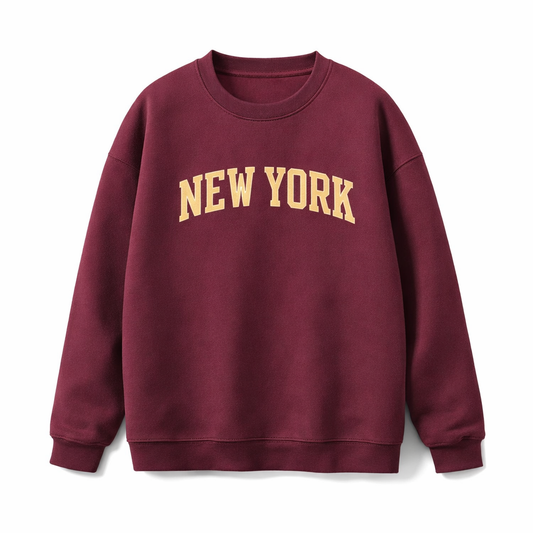 Collection 1 New York Essential Heavyweight Crewneck Sweatshirt - Dull Red front