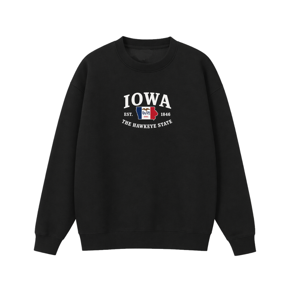 Collection 8 Iowa Essential Heavyweight Crewneck Sweatshirt - Black front