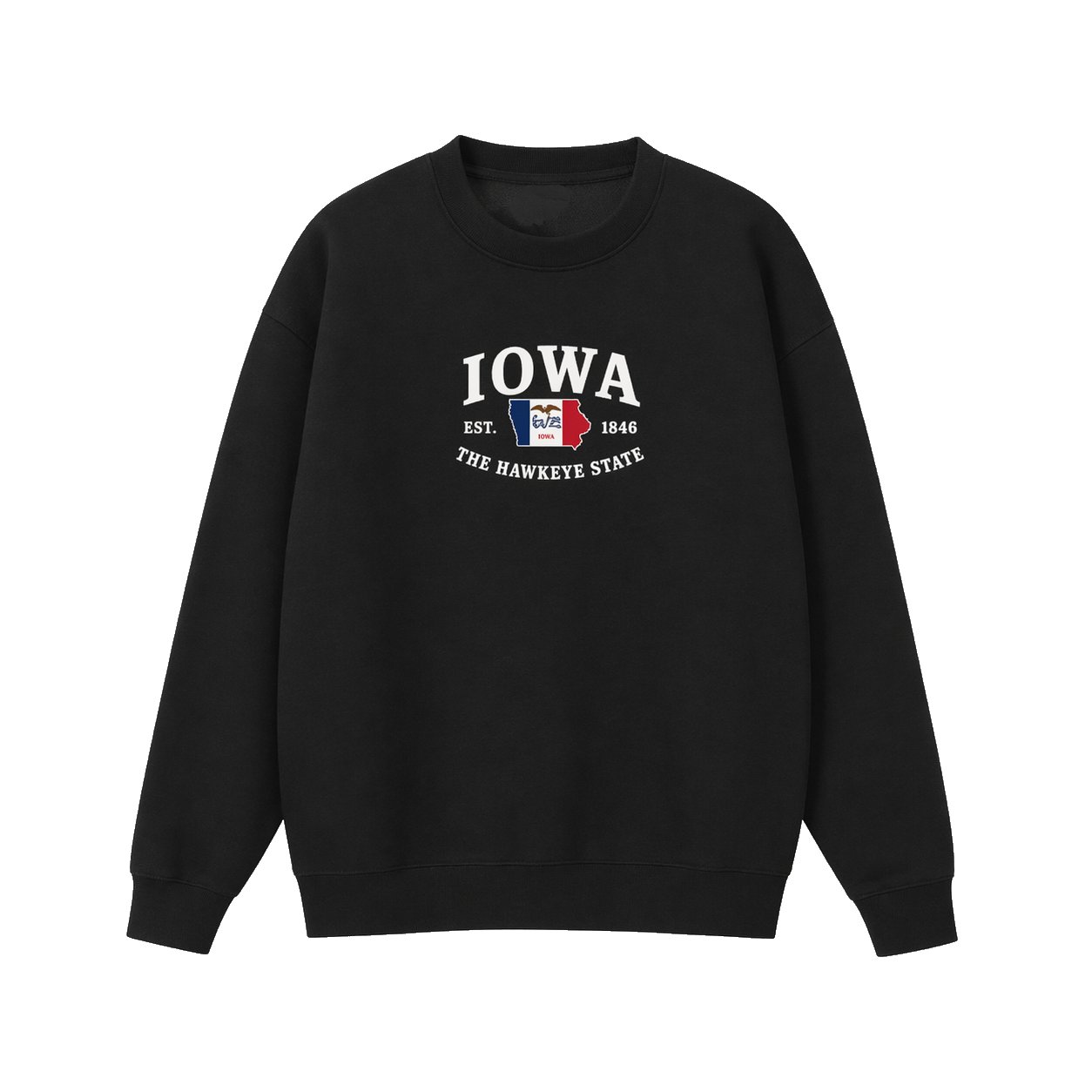 Collection 8 Iowa Essential Heavyweight Crewneck Sweatshirt - Black front