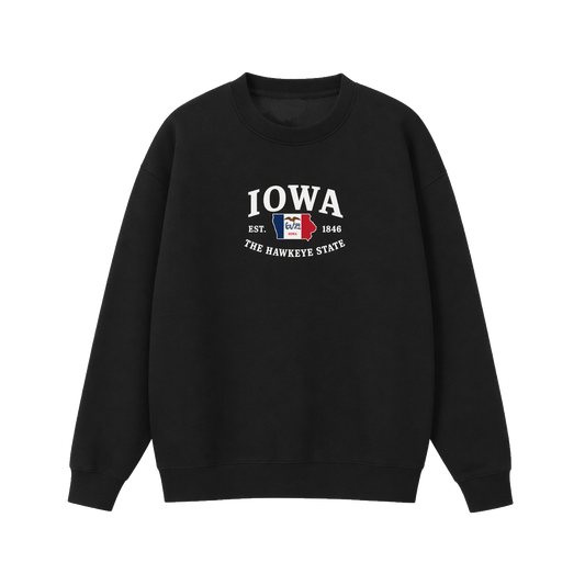Collection 8 Iowa Essential Heavyweight Crewneck Sweatshirt - Black front