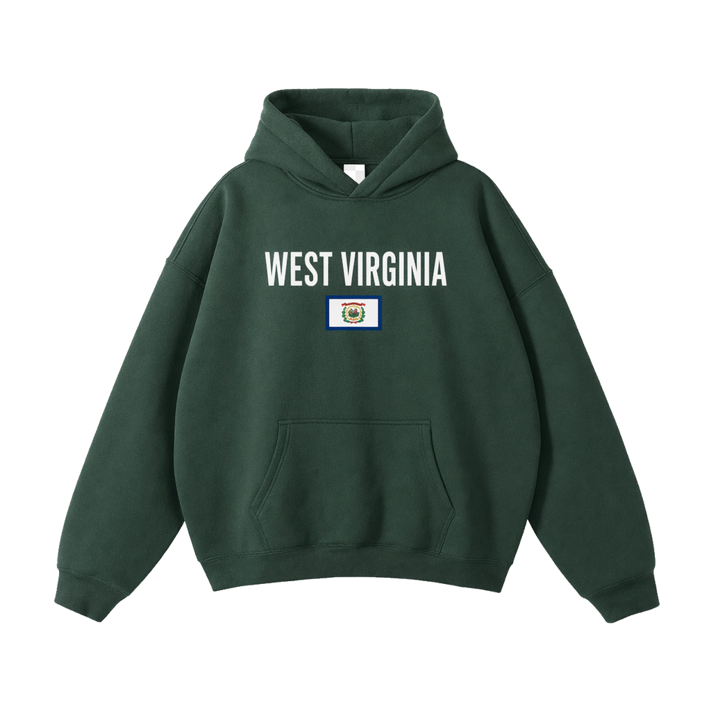 Collection 7 West Virginia Oversize Fleeced Hoodie - Eden Green front