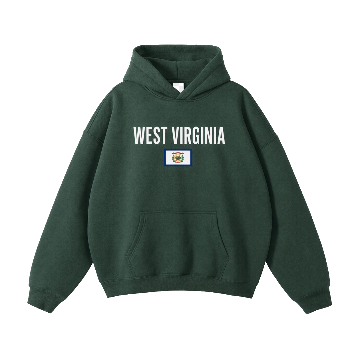 Collection 7 West Virginia Oversize Fleeced Hoodie - Eden Green front