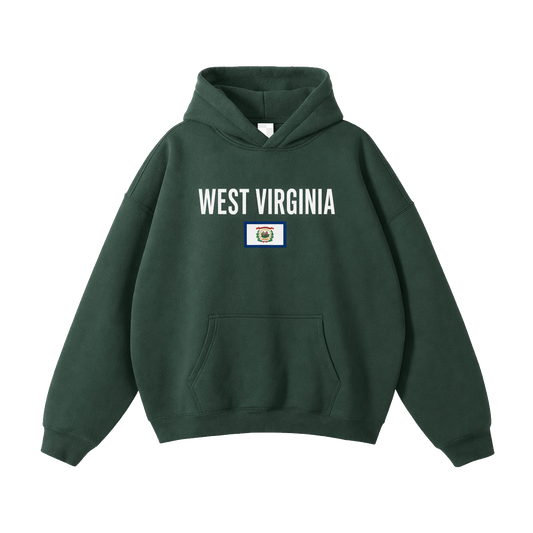 Collection 7 West Virginia Oversize Fleeced Hoodie - Eden Green front