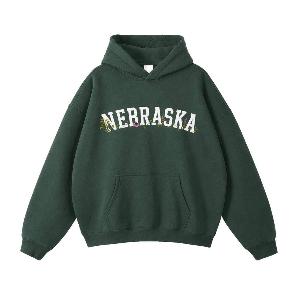 Collection 10 Nebraska Oversize Fleeced Hoodie - Eden Green front