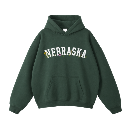 Collection 10 Nebraska Oversize Fleeced Hoodie - Eden Green front