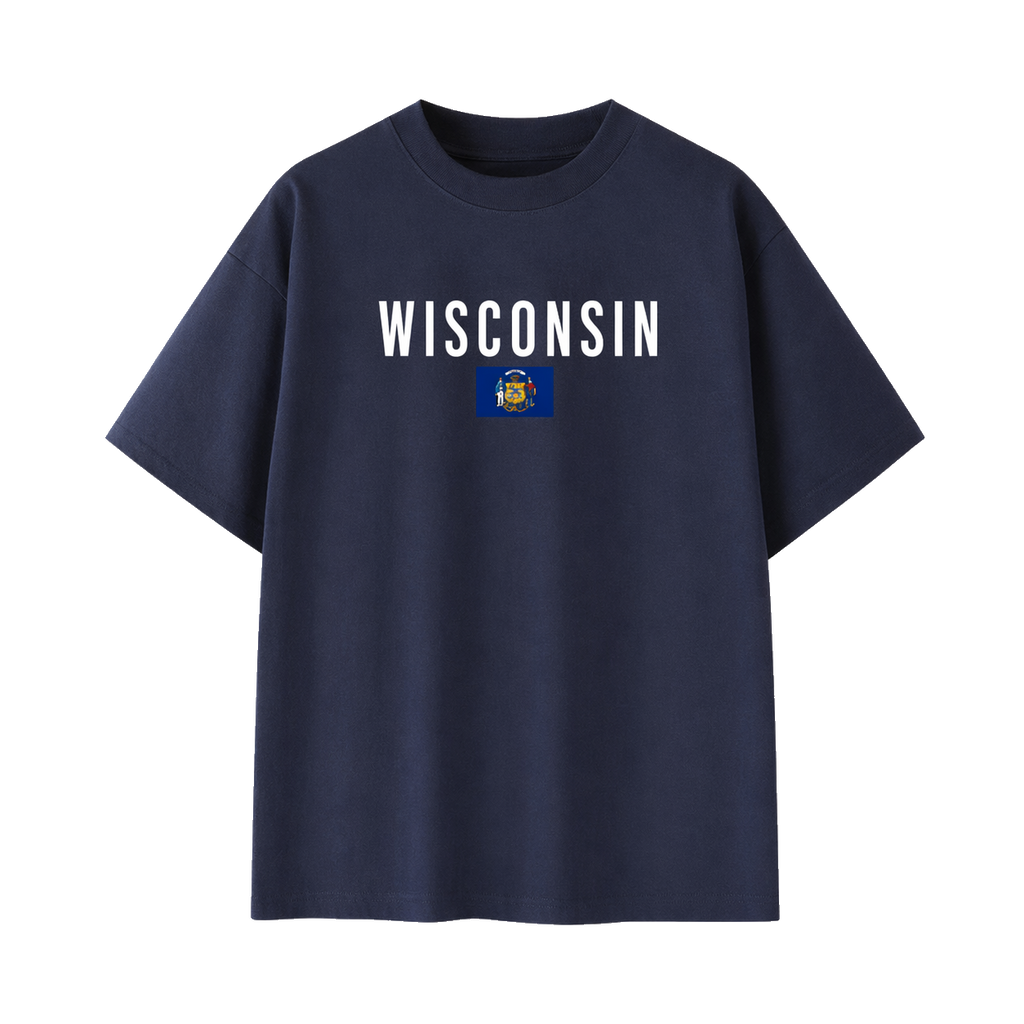 Collection 7 Wisconsin Essential Cotton T-Shirt - Navy Blue front