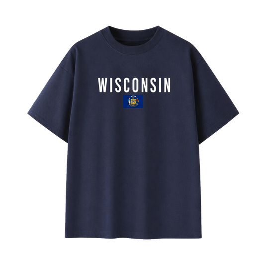 Collection 7 Wisconsin Essential Cotton T-Shirt - Navy Blue front