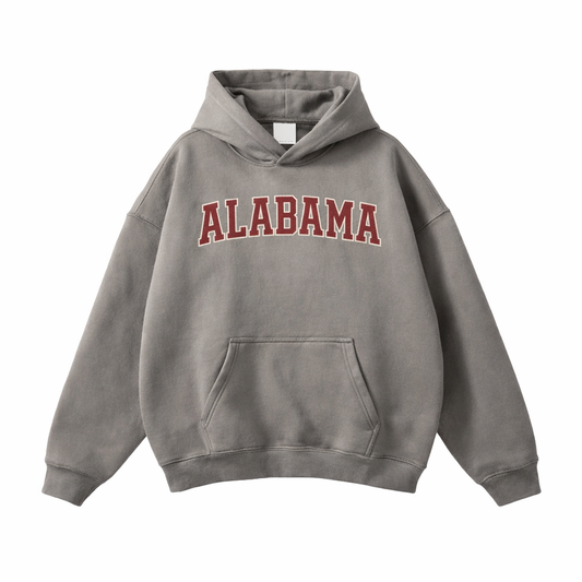 Collection 1 Alabama Oversize Fleeced Hoodie - Gray Coffee front
